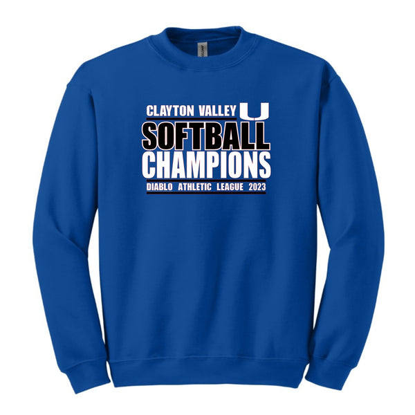 Clayton Valley Softball DAL Champions Royal Blue Crew Neck Sweatshirt