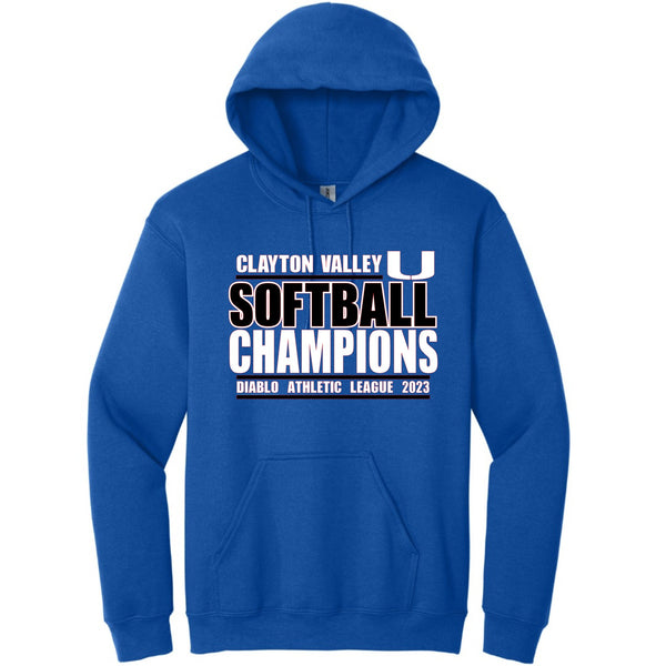 Clayton Valley Softball DAL Champions Royal Blue Hooded Sweatshirt
