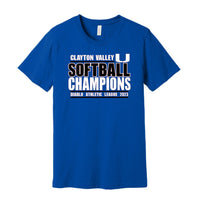 Clayton Valley Softball DAL Champions Royal Blue Unisex Short Sleeve Jersey Tee