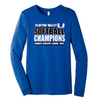 Clayton Valley Softball DAL Champions Royal Blue Unisex Long Sleeve Jersey Tee