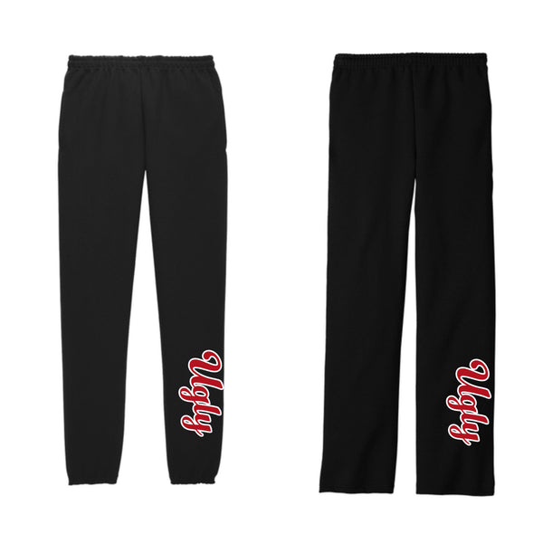 UGLY SWEATPANTS - 2 STYLE AND COLOR CHOICES - CINCHED AND OPEN BOTTOM