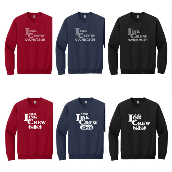 25-26 Clayton Valley LINK CREW - RHINESTONE, REGULAR or GLITTER - 3 Color Choices - Crewneck Sweatshirt