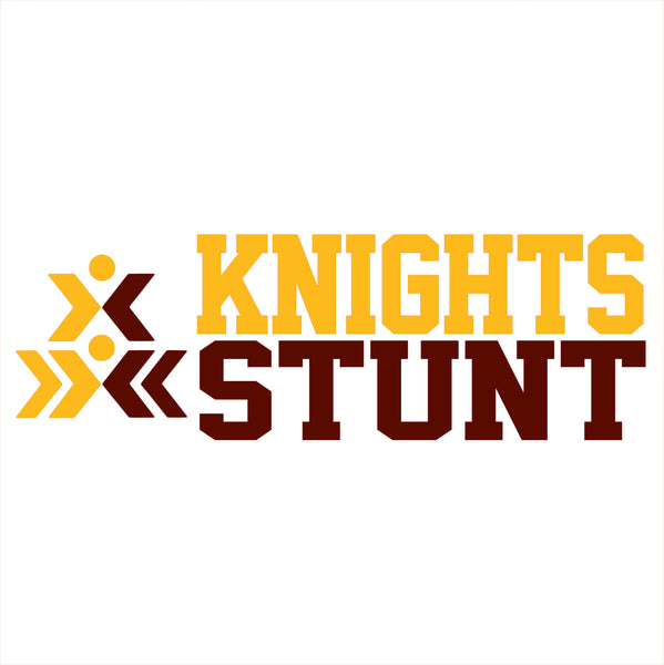 Knights Stunt w/ Stunt Logo - White - Glitter or Regular Vinyl - 7 Shirt Style Choices