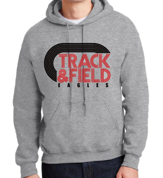 Red Track & Field w/ Black EAGLES / Track - Grey - Glitter or Regular Vinyl - 7 Shirt Style Choices