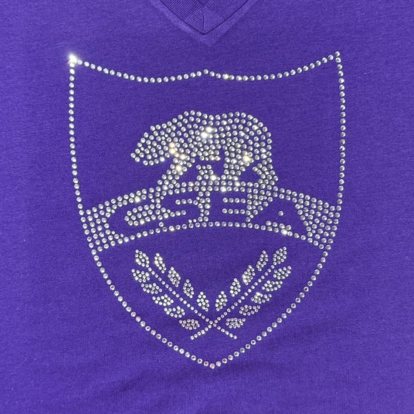 Silver OR Gold Rhinestone CSEA on PURPLE - 5 Shirt Style Choices