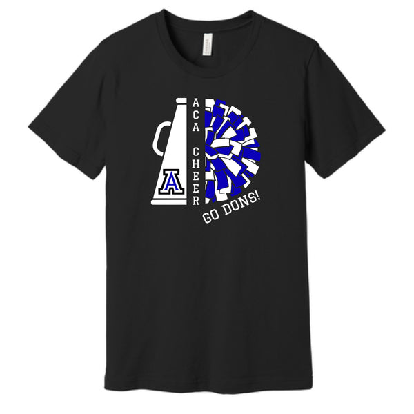 ACA Cheer Megaphone & Pom - Black - 5 Shirt Style Choices