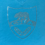 Silver OR Gold Rhinestone CSEA on TURQUOISE - 2 Shirt Style Choices