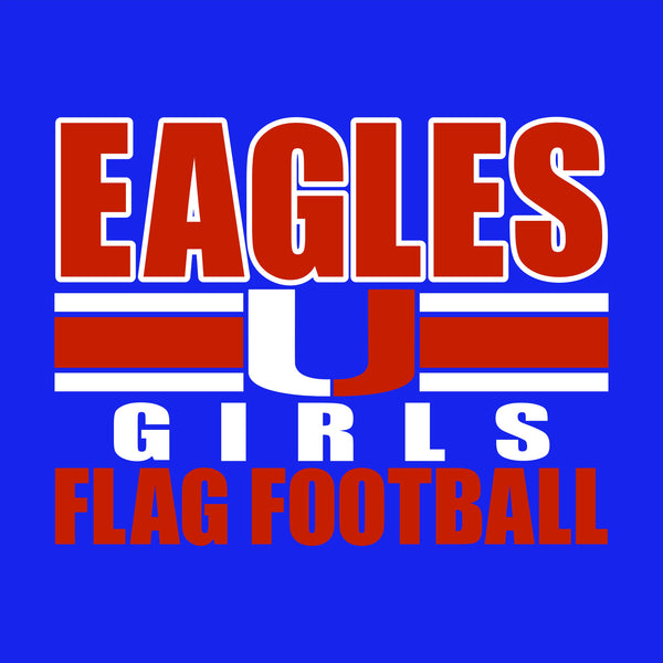 EAGLES U Girl Flag Football - Royal - Glitter or Regular Vinyl - 5 Shirt Style Choices