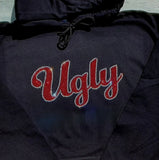 Rhinestone Ugly Unisex Black Hoodie Sweatshirt - UGLY ONLY or PICK YOUR SPORT/GROUP