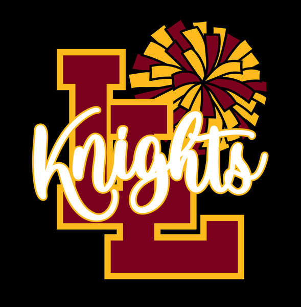LL Knights w/ Pom Pom - Black - Glitter or Regular Vinyl - 7 Shirt Style Choices