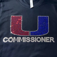 Clayton Valley RHINESTONE U Commissioner T-Shirt or Hooded Sweatshirt