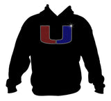 Rhinestone U Unisex Black Hoodie Sweatshirt - PICK YOUR SPORT/GROUP