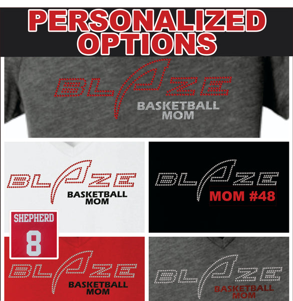 PERSONALIZED BLAZE Basketball Rhinestone / Glitter Unisex Hooded Sweatshirt - 5 Color Choices