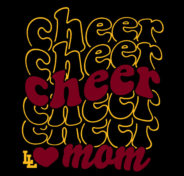 Cheer Cheer Cheer Mom - Black - Glitter or Regular Vinyl - 7 Shirt Style Choices