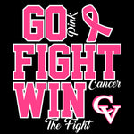 Go Fight Win Breast Cancer - Black - Glitter or Regular Vinyl - 5 Shirt Style Choices