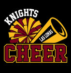 Knights Cheer w/ Pom Pom / Megaphone - Black - Glitter or Regular Vinyl - 7 Shirt Style Choices