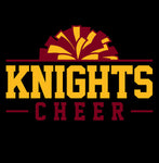 Knights Cheer w/ Pom Pom - Black - Glitter or Regular Vinyl - 7 Shirt Style Choices