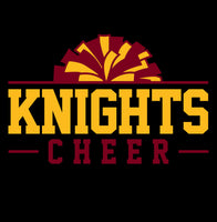 Knights Cheer w/ Pom Pom - Black - Glitter or Regular Vinyl - 7 Shirt Style Choices