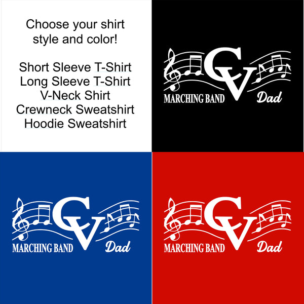 CVCHS Marching Band DAD - 5 Shirt Style Choices