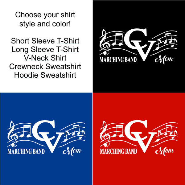 CVCHS Marching Band MOM - 5 Shirt Style Choices