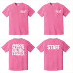 The Roof Pocket Logo Unisex T-Shirt - Neon Pink & 3 Back Logo Options