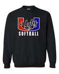 CVCHS Red & Blue U Ugly Softball Black Crew Neck Sweatshirt - 2 Logo Options