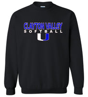 Clayton Valley Softball U Black Crew Neck Sweatshirt - 2 Logo Options
