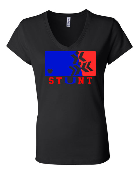 CVCHS Stunt Team Black Women's Short Sleeve Jersey V-Neck Tee - 4 Logo Options