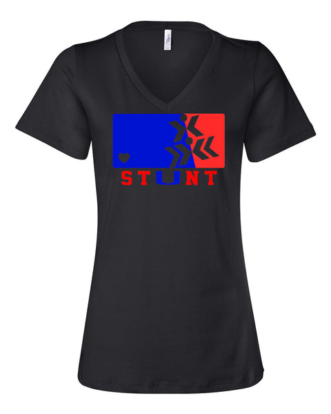 CVCHS Stunt Team Black Women's Relaxed Short Sleeve Jersey V-Neck Tee - 4 Logo Options