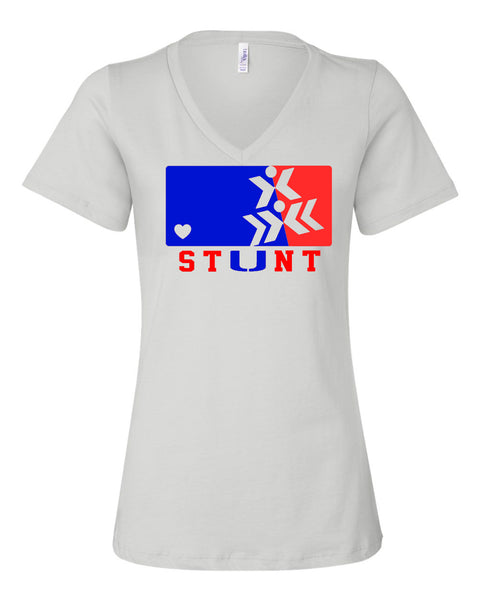 CVCHS Stunt Team White Women's Relaxed Short Sleeve Jersey V-Neck Tee - 4 Logo Options