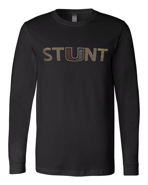 Rhinestone Stunt Team Black Unisex Long Sleeve Jersey Tee