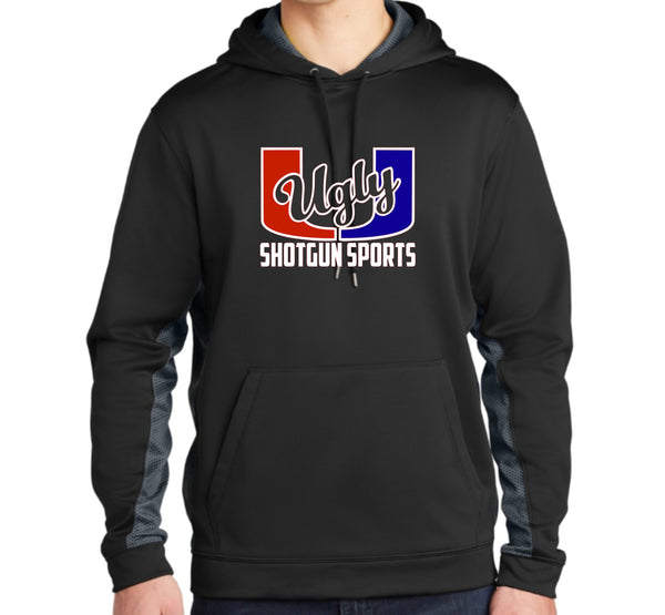 Shotgun Sports Red/Blue Ugly U Sport-Tek Sport-Wick CamoHex Fleece Black / Dark Smoke Grey Unisex Hoodie Sweatshirt