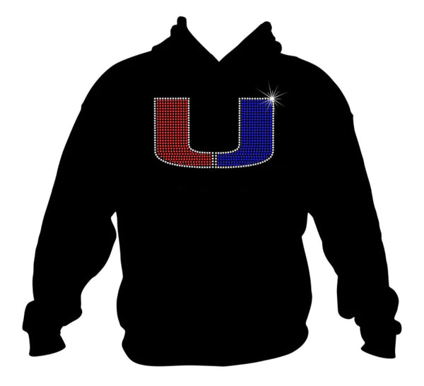 Clayton Valley RHINESTONE U Hooded Sweatshirt - 3 Color Choices