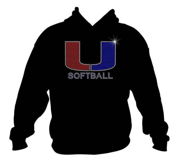 Clayton Valley RHINESTONE U Hooded Sweatshirt - PICK YOUR SPORT/GROUP - 3 Color Choices